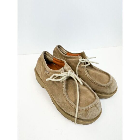 Vintage 90s Grunge Goth Womens 9 Distressed Chunky Suede Leather Platform Shoes - Picture 1 of 5